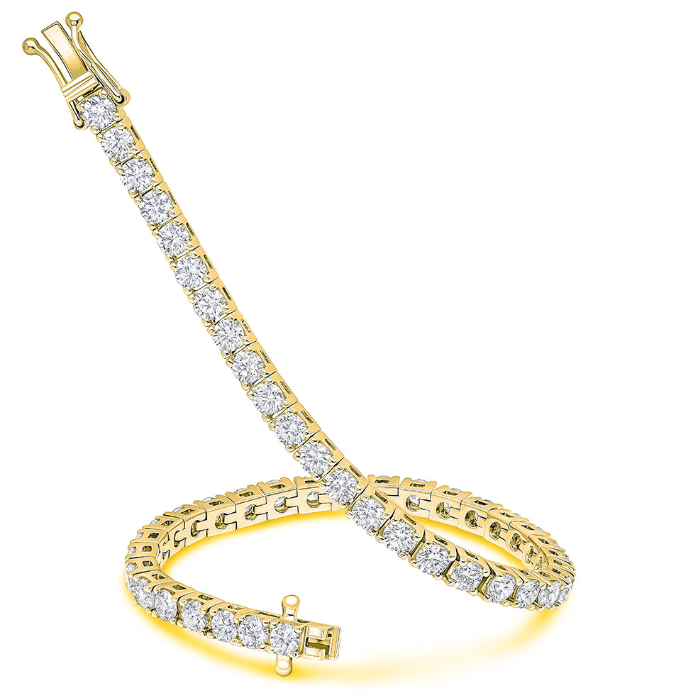 Claw-Set Round Diamond Tennis Bracelet, 7.00ct total in Yellow Gold