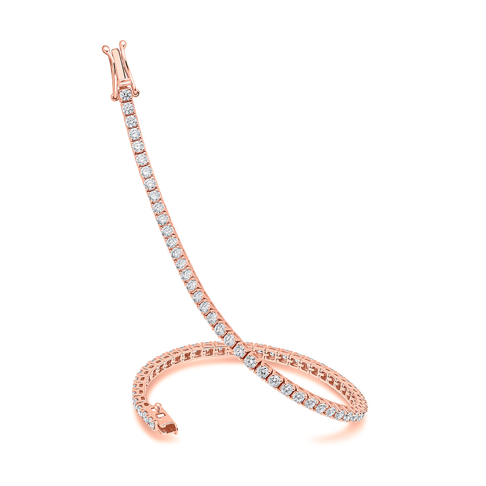 Claw-Set Round Diamond Tennis Bracelet, 3.00ct total in Rose Gold