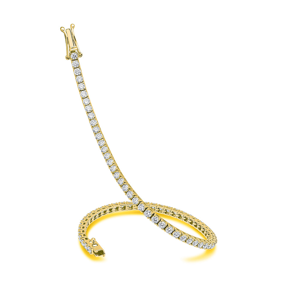 Claw-Set Round Diamond Tennis Bracelet, 3.00ct total in Yellow Gold