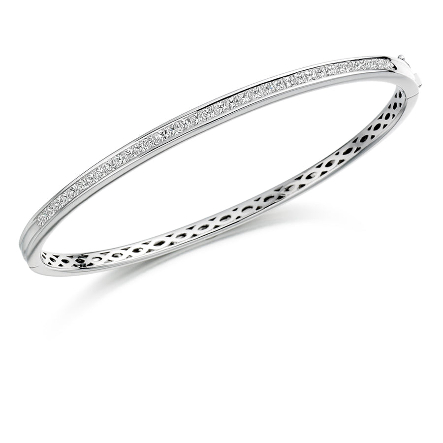 Channel-Set Princess-Cut Diamond Bangle, 1.50ct total