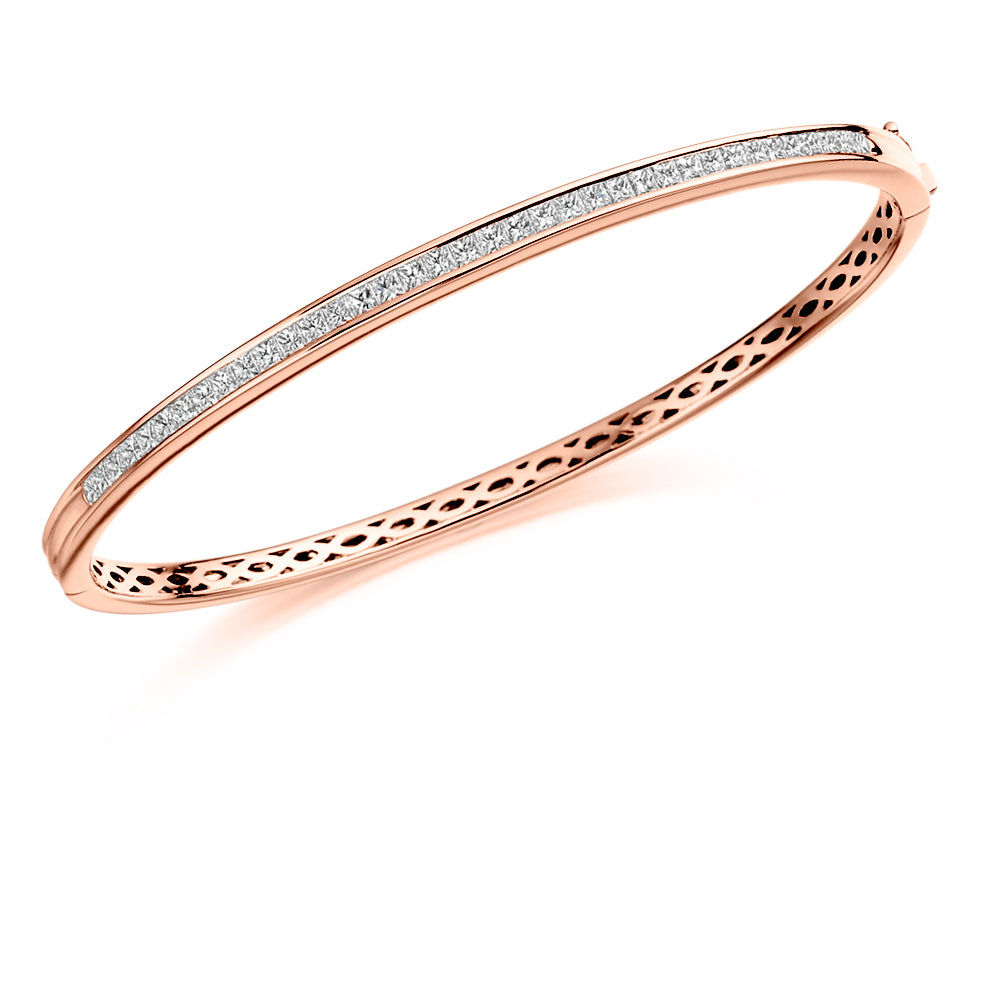 Channel-Set Princess-Cut Diamond Bangle, 1.50ct total in Rose Gold