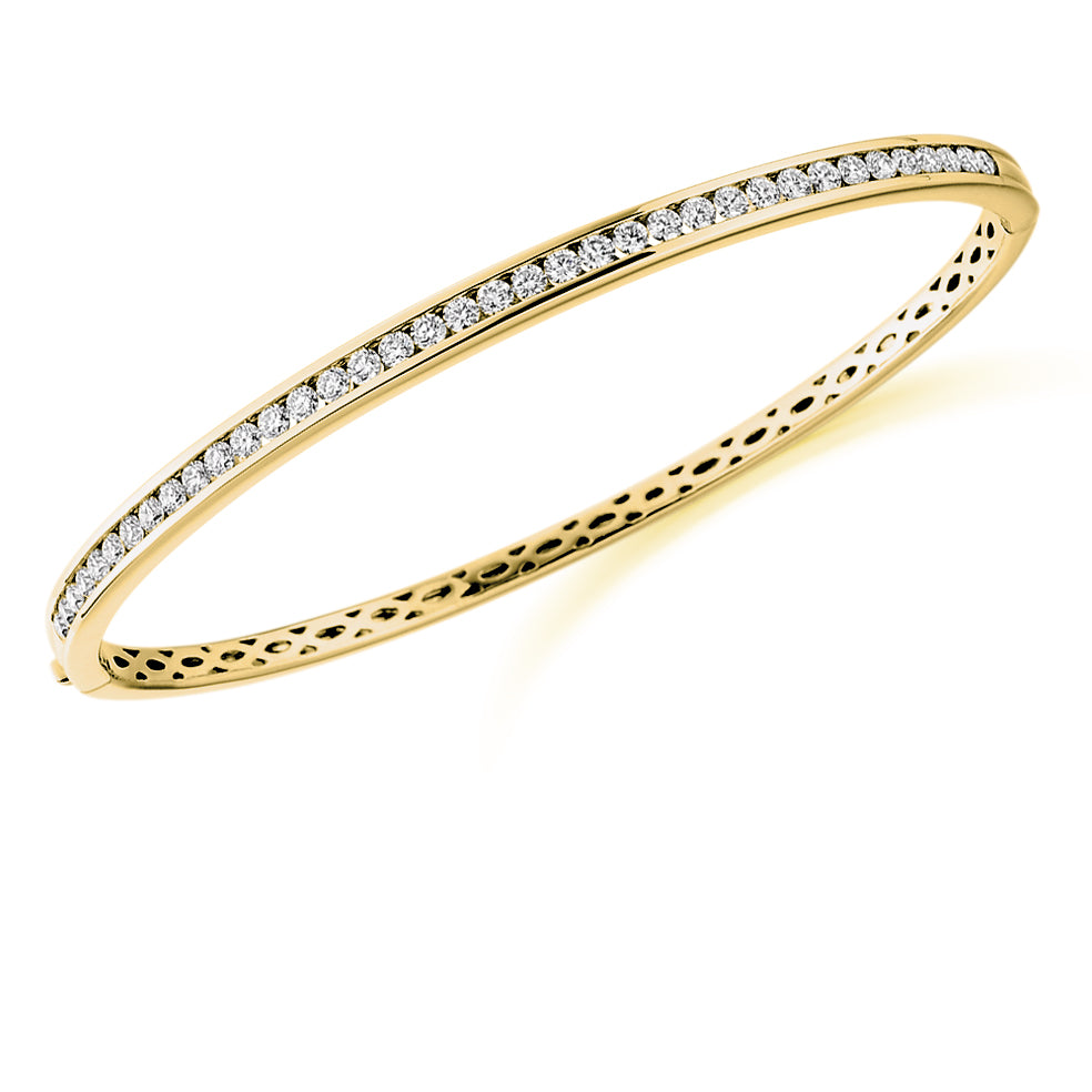 Channel-Set Round Diamond Bangle, 1.50ct total in Yellow Gold