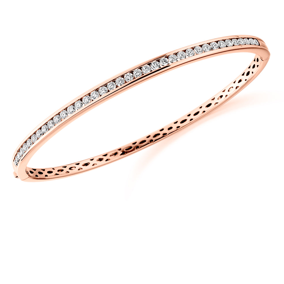 Channel-Set Round Diamond Bangle, 1.50ct total in Rose Gold