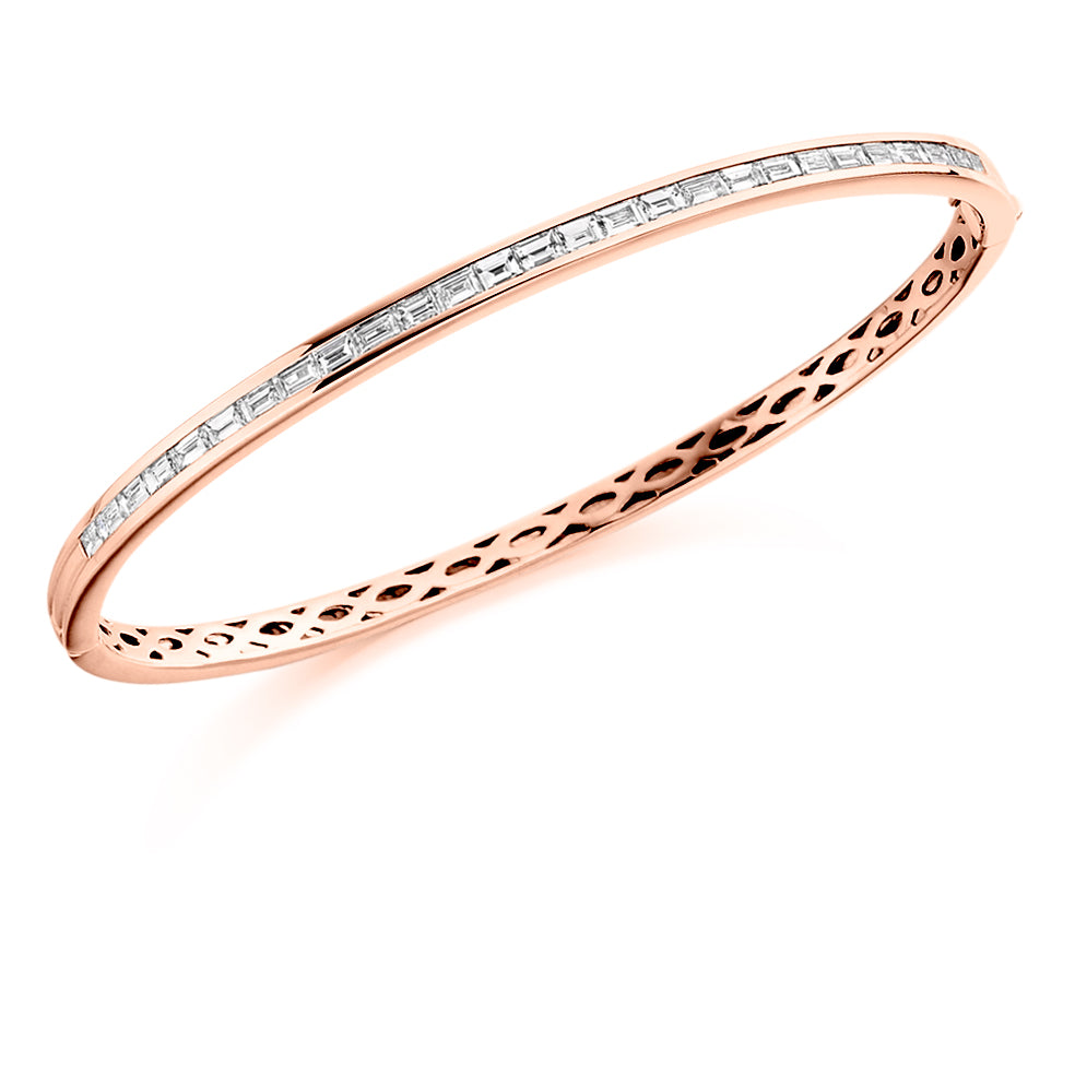 Channel-Set Baguette Diamond Bangle, 1.50ct total in Rose Gold