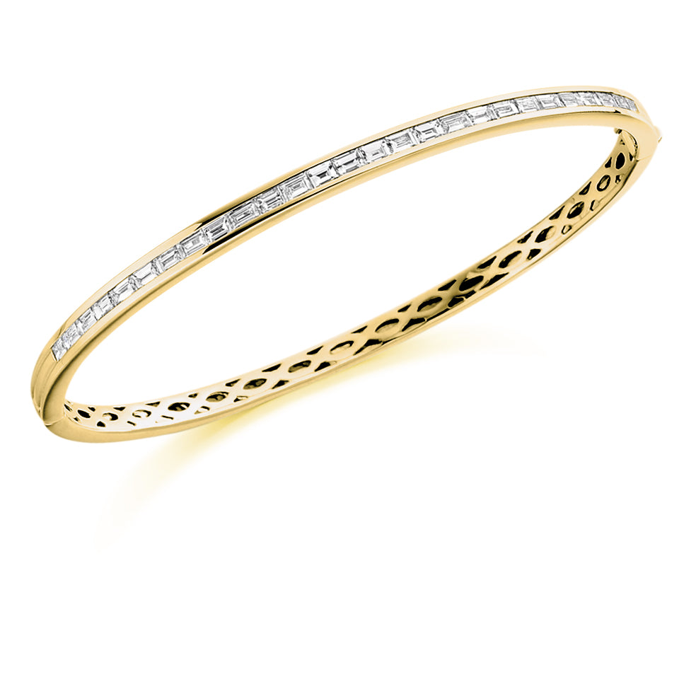 Channel-Set Baguette Diamond Bangle, 1.50ct total in Yellow Gold