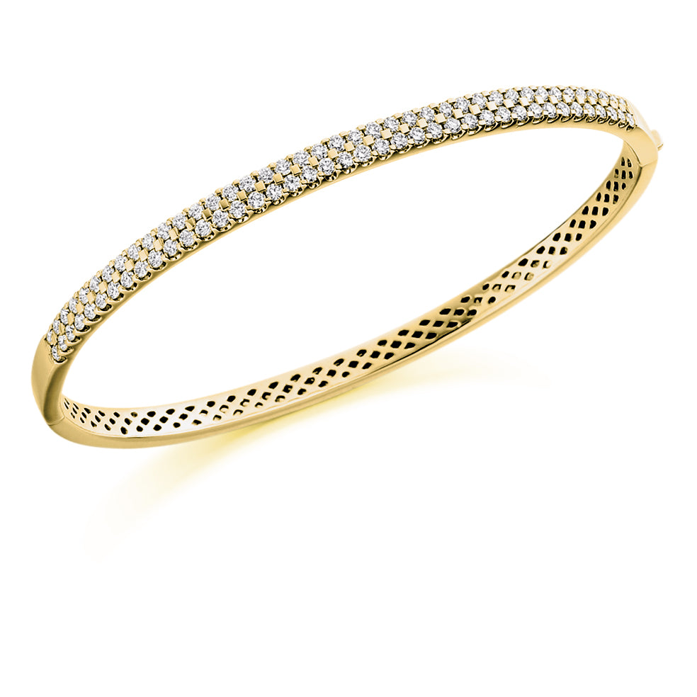Micro-Claw Round Diamond Bangle, 1.75ct total in Yellow Gold