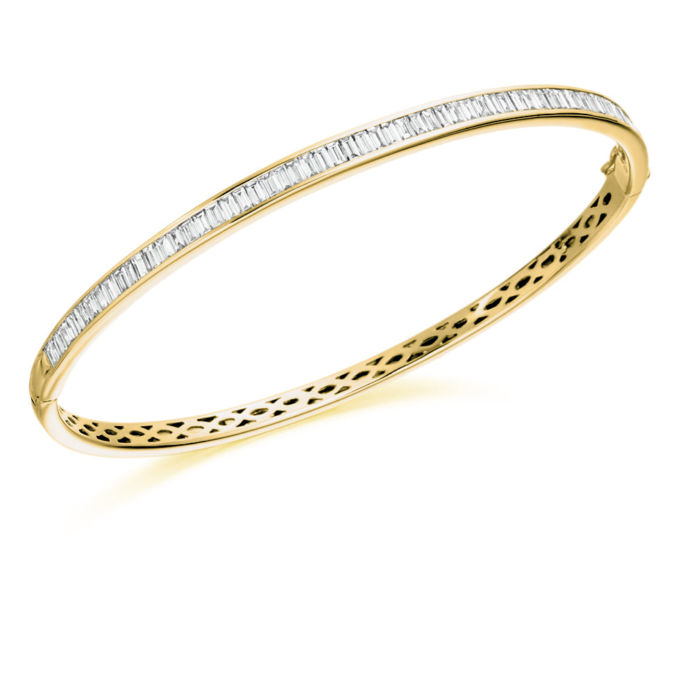 Channel-Set Baguette Diamond Bangle, 2.00ct total in Yellow Gold