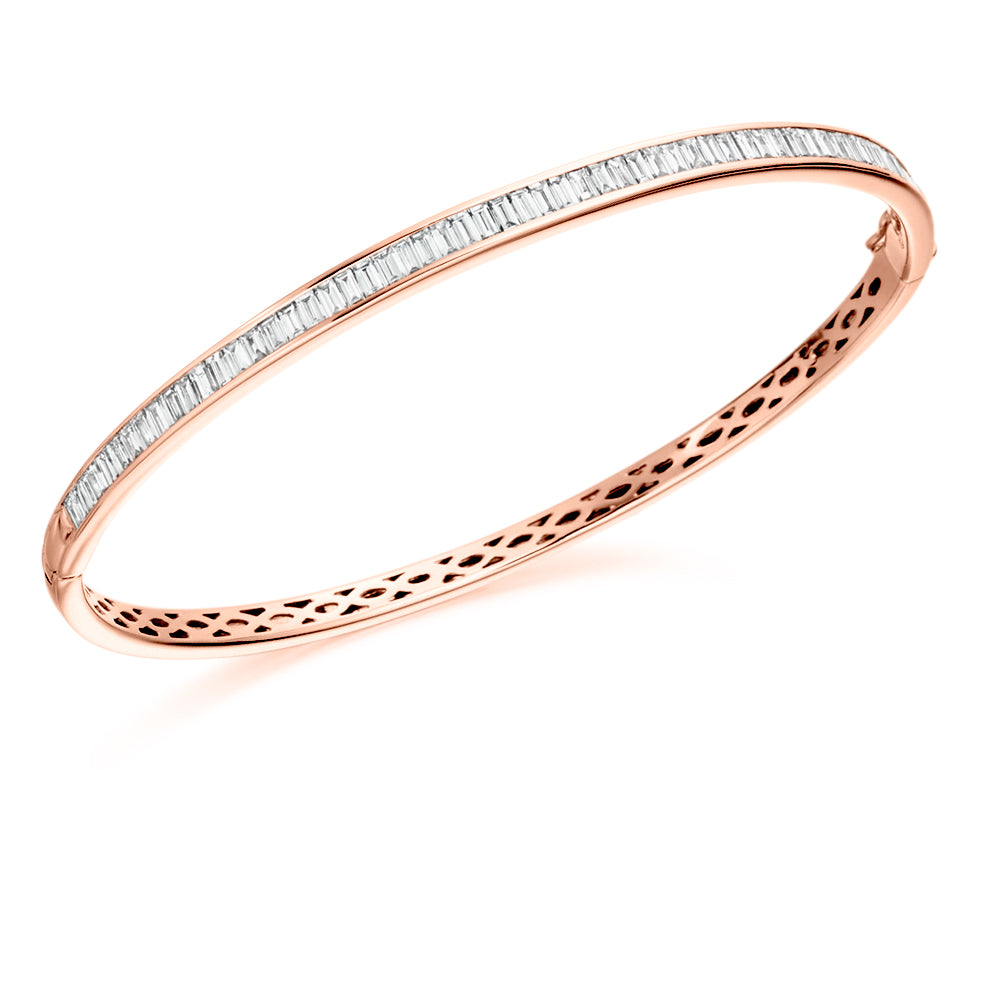 Channel-Set Baguette Diamond Bangle, 2.00ct total in Rose Gold