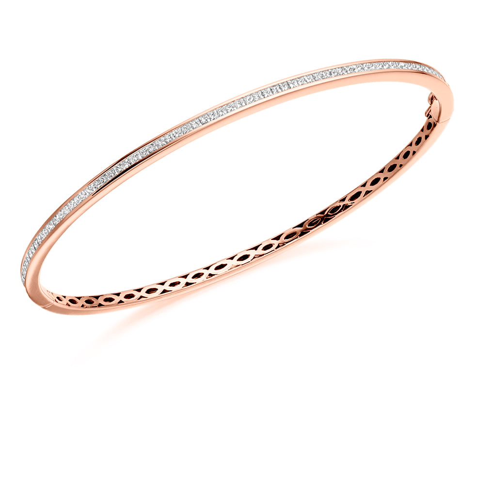 Channel-Set Princess-Cut Diamond Bangle, 1.00ct total in Rose Gold
