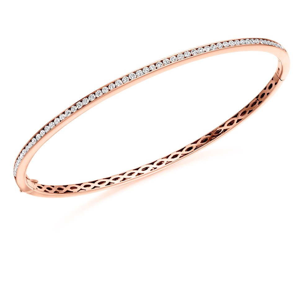 Channel-Set Round Diamond Bangle, 1.00ct total in Rose Gold