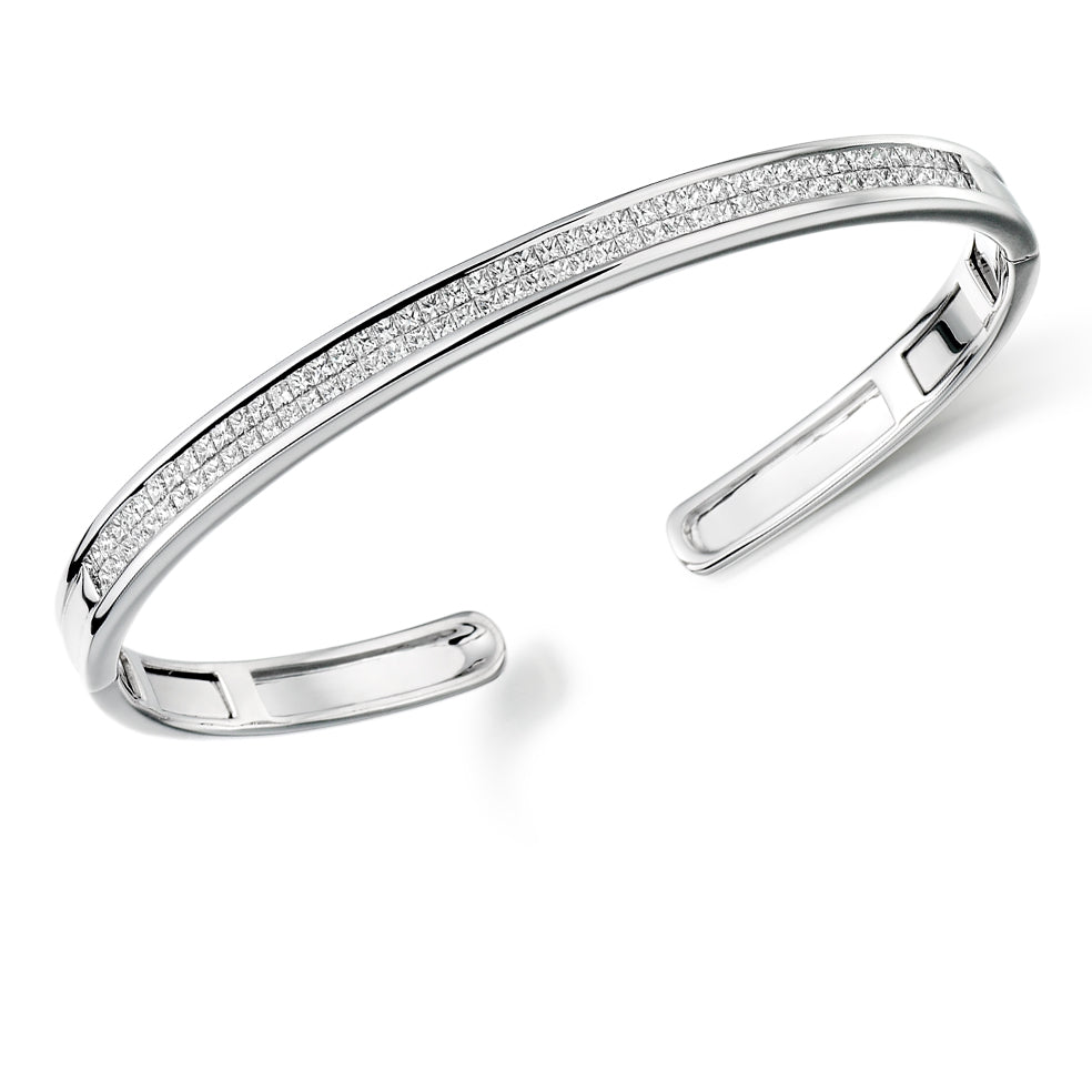 Channel and Invisible-Set Princess-Cut Diamond Cuff, 2.00ct total