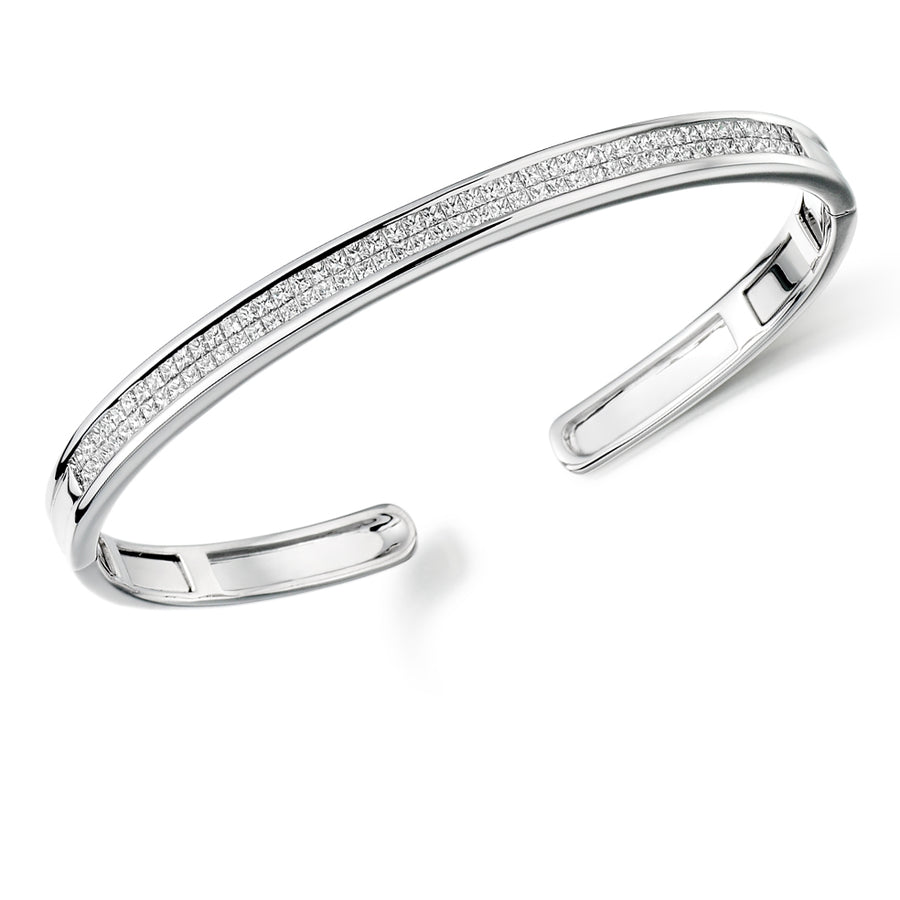 Channel and Invisible-Set Princess-Cut Diamond Cuff, 2.00ct total
