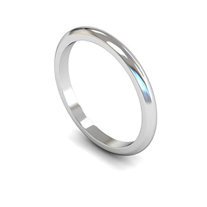 14ct White Gold D-shape Wedding Ring 1.5mm - Medium Weight