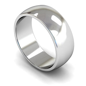 9ct White Gold D-shape Wedding Ring 9mm - Heavy Weight
