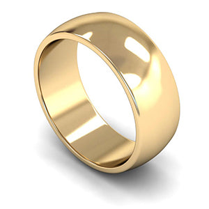 14ct Yellow Gold D-shape Wedding Ring 9mm - Medium Weight