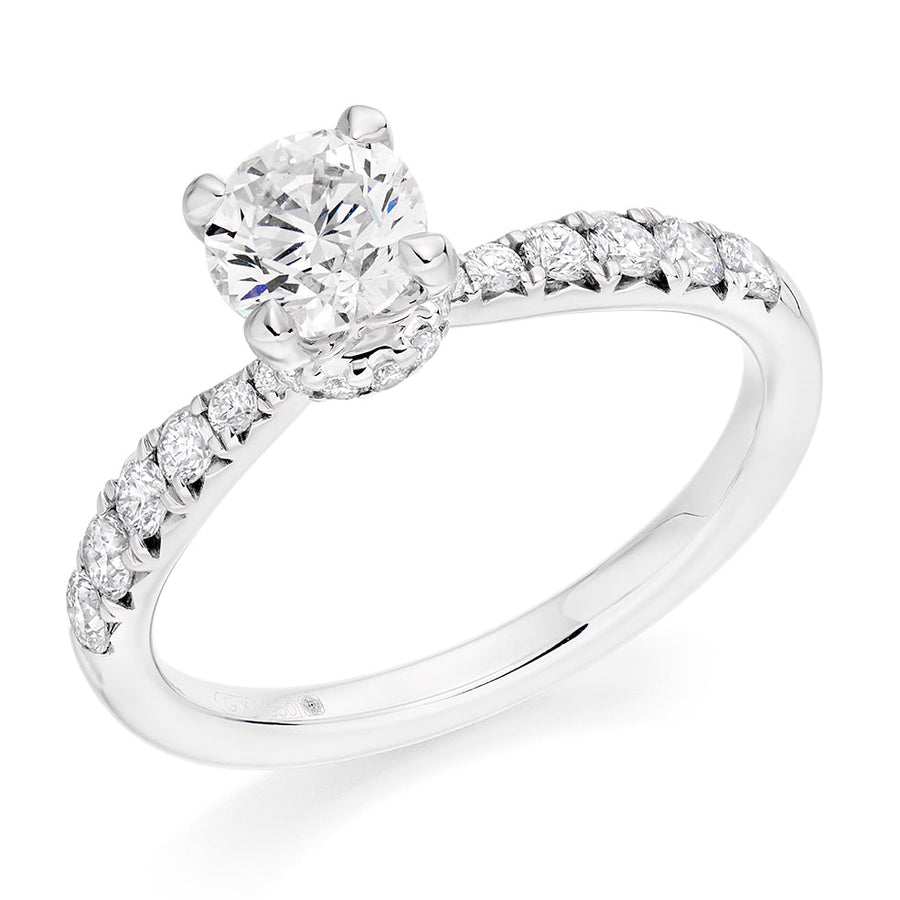 Accent-Shouldered Solitaire Round Brilliant Engagement Ring 1.2ct