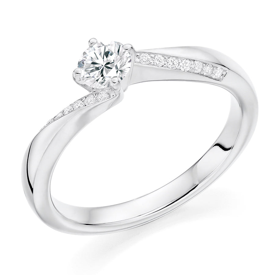 Fine Pavé Solitaire Round Brilliant Engagement Ring 0.43ct