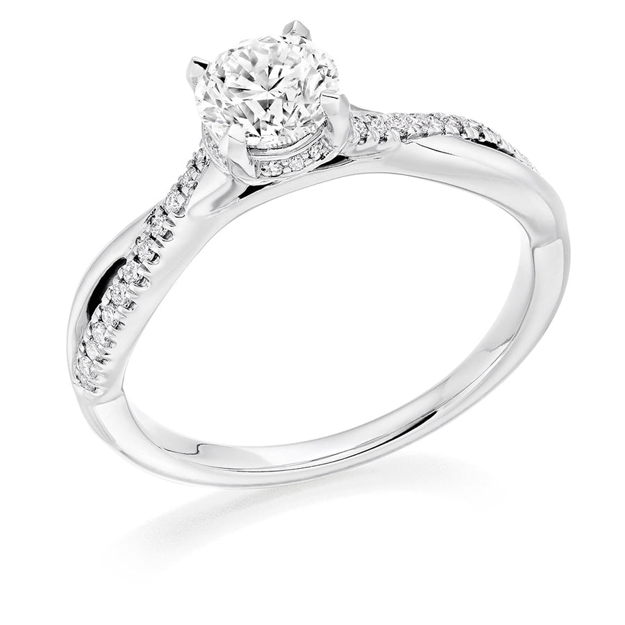 Split-Shoulder Solitaire Round Brilliant Engagement Ring 0.9ct