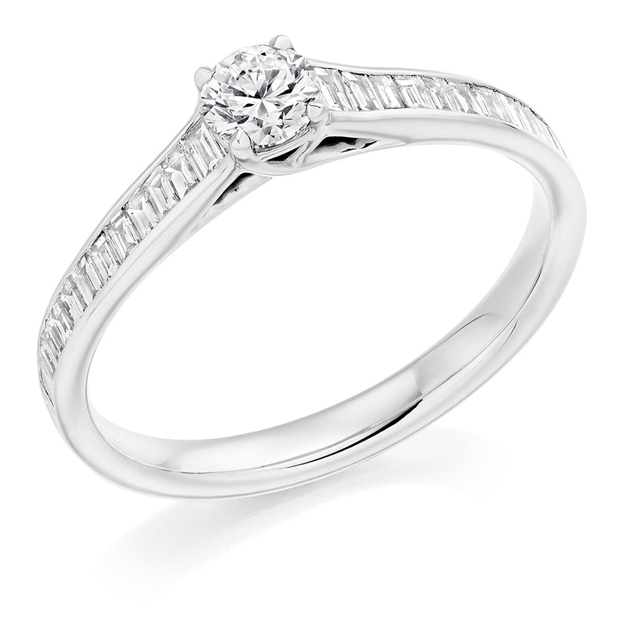 Channel-Shouldered Solitaire Round Brilliant Engagement Ring, 0.25ct