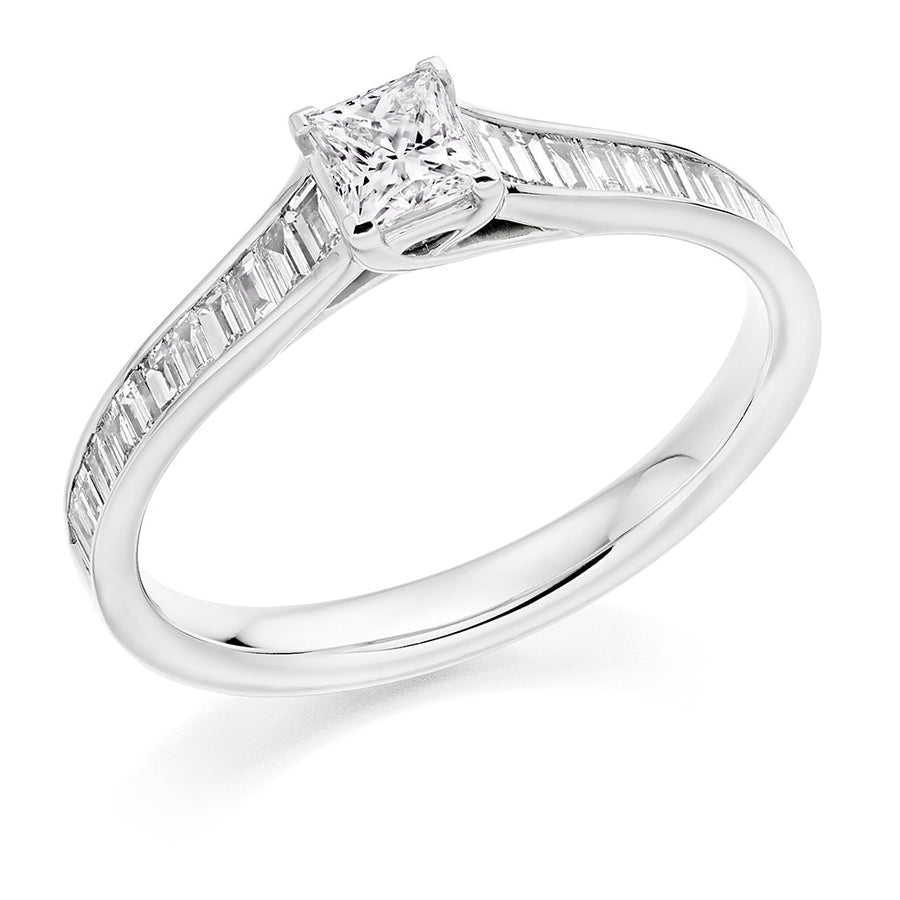 Channel-Set Solitaire Princess Cut Engagement Ring