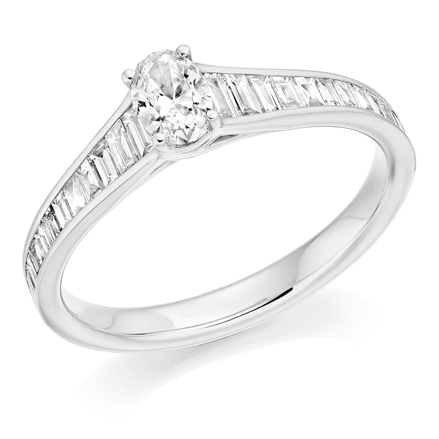 Channel-Set Solitaire Oval Cut Engagement Ring, 0.25ct