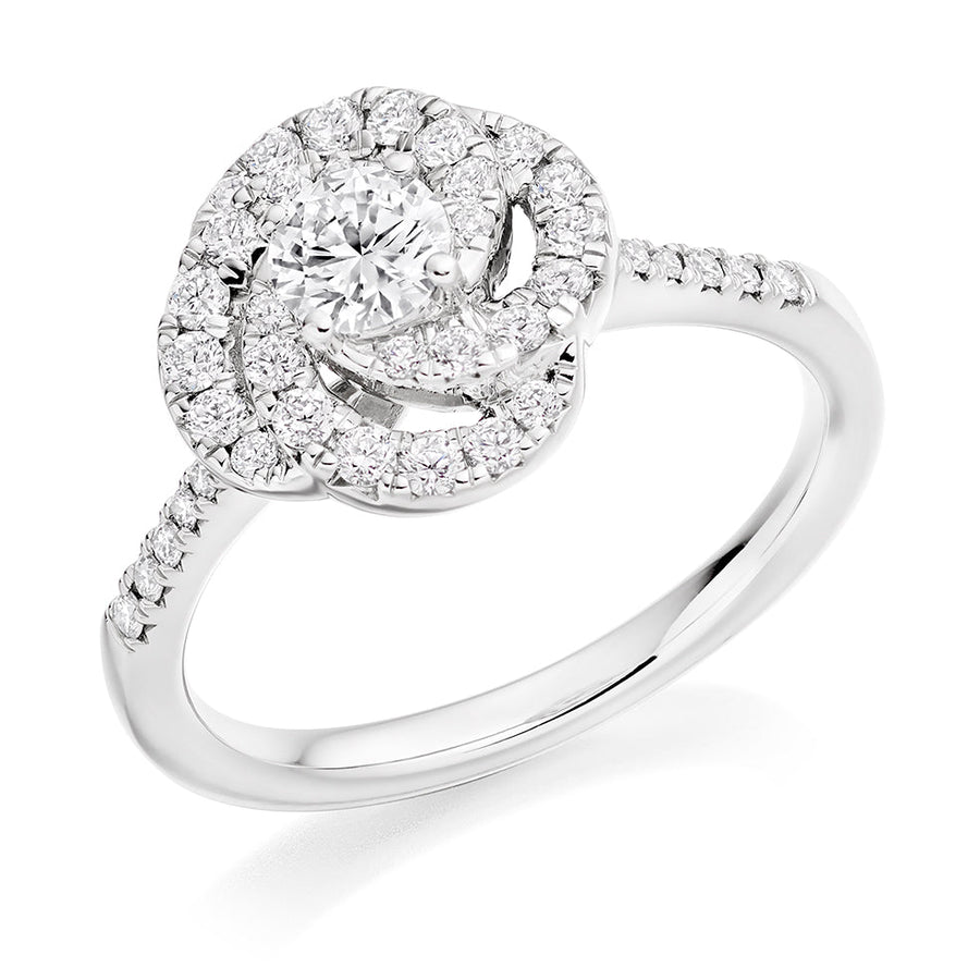 Classic Halo Round Brilliant Engagement Ring 0.78ct