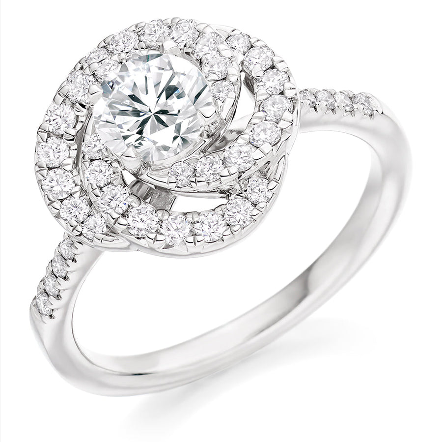 Classic Halo Round Brilliant Engagement Ring, 0.75ct