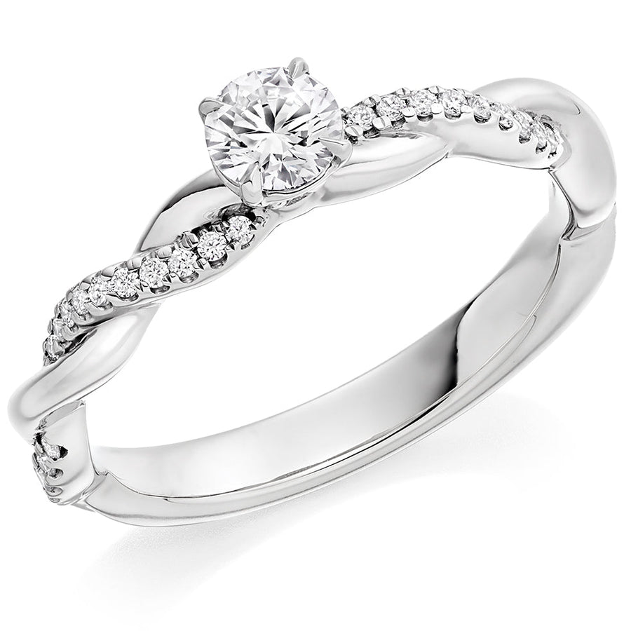 Curved-Shoulder Solitaire Round Brilliant Engagement Ring