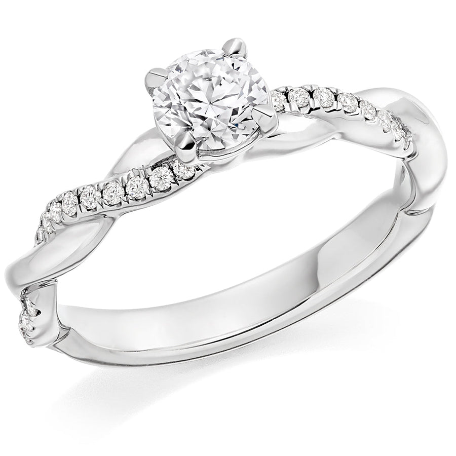 Split-Shoulder Solitaire Round Brilliant Engagement Ring, 0.5ct