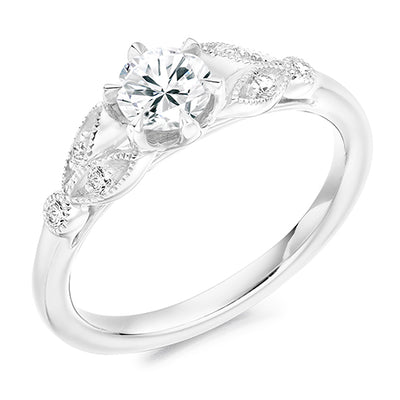 Solitaire with Split Shoulders Round Brilliant Engagement Ring, 0.5ct