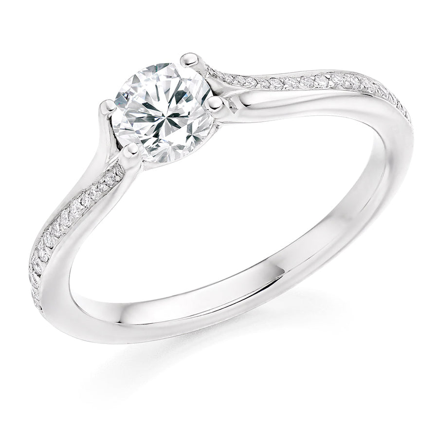 Solitaire with Split Shoulders Round Brilliant Engagement Ring 0.62ct
