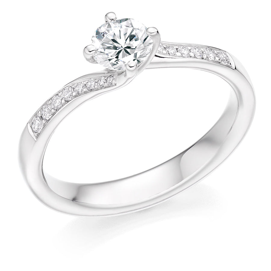 Fine Pavé Solitaire Round Brilliant Engagement Ring 0.65ct