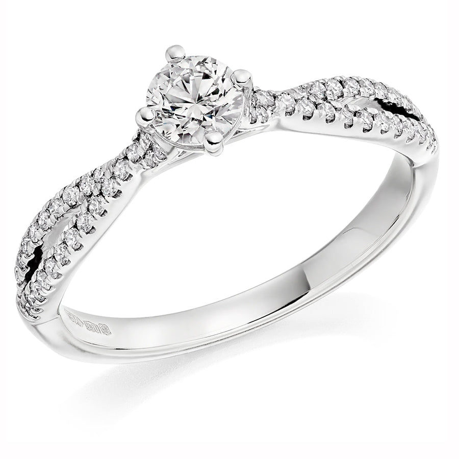 Split-Shoulder Solitaire Round Brilliant Engagement Ring, 0.33ct