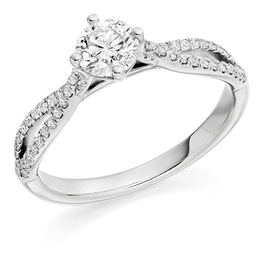 Curved-Shoulder Solitaire Round Brilliant Engagement Ring, 0.5ct