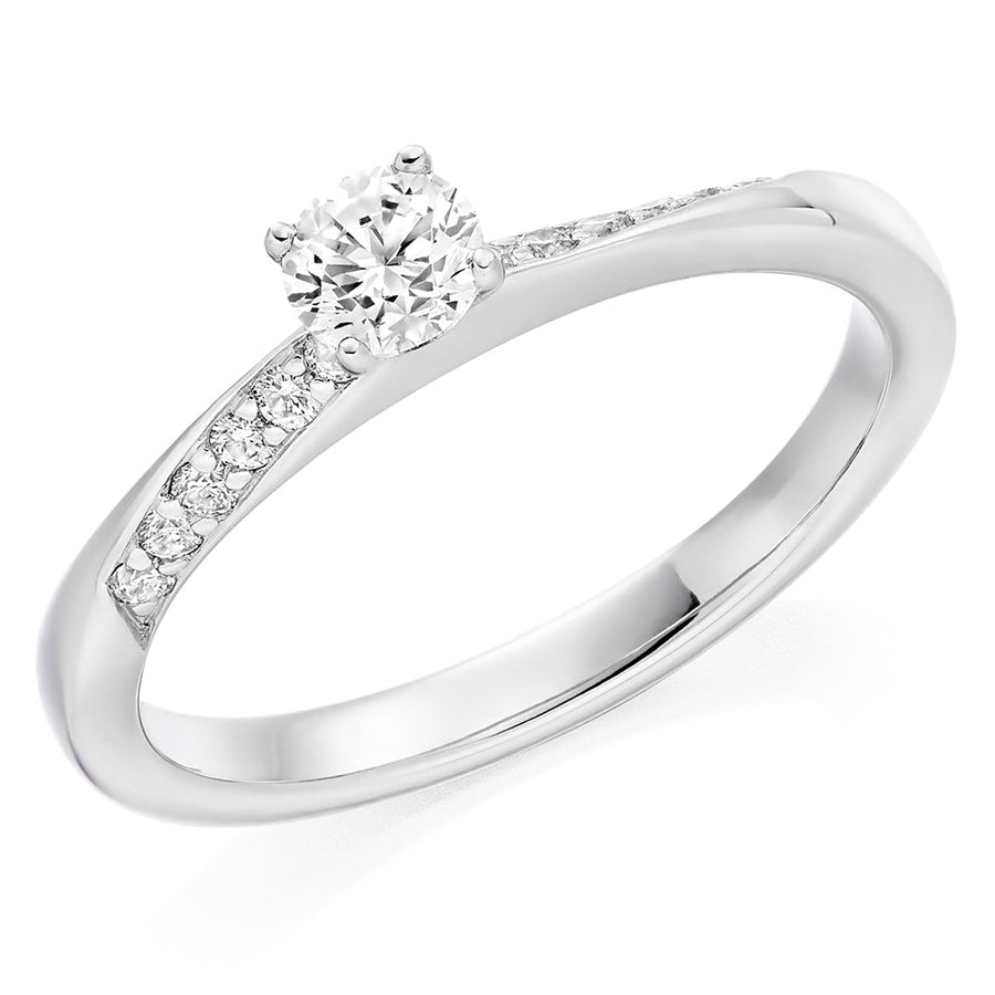 Fine Pavé Solitaire Round Brilliant Engagement Ring, 0.25ct