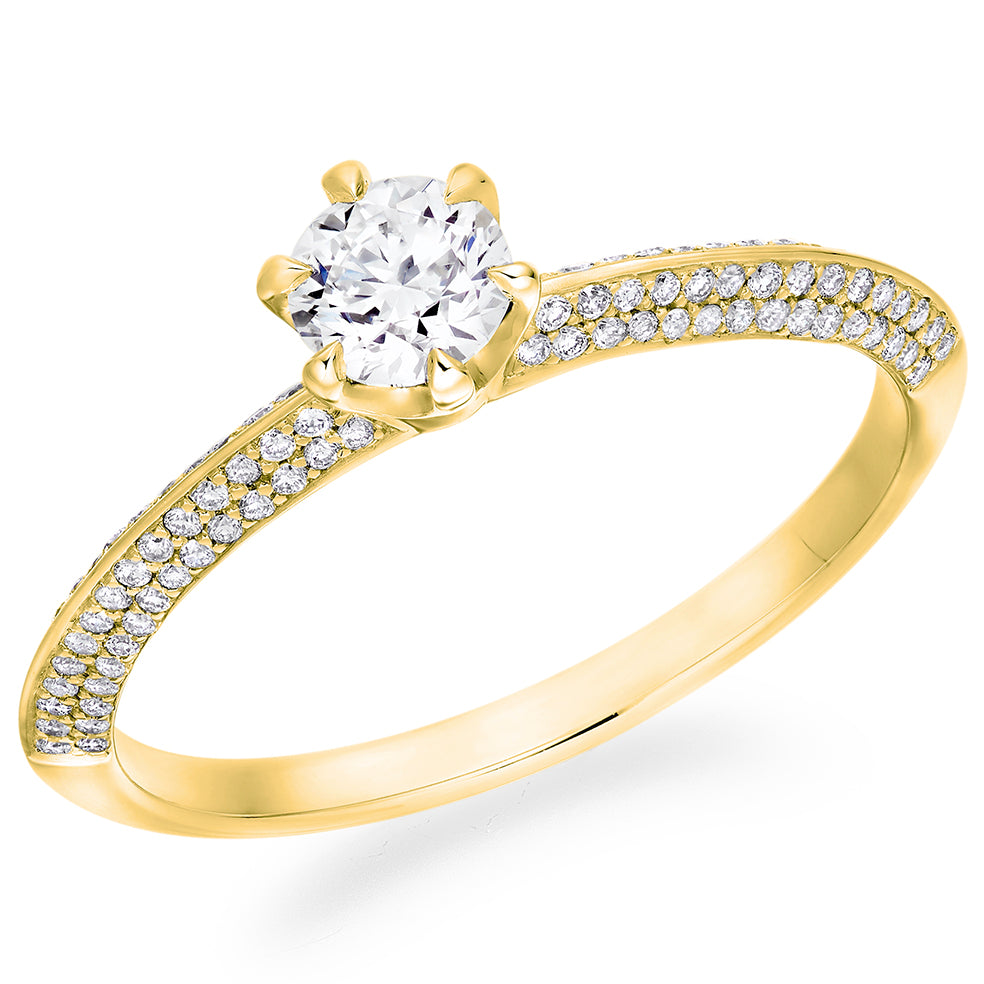 Grain-Set Solitaire Round Brilliant Engagement Ring, 0.33ct in Yellow Gold
