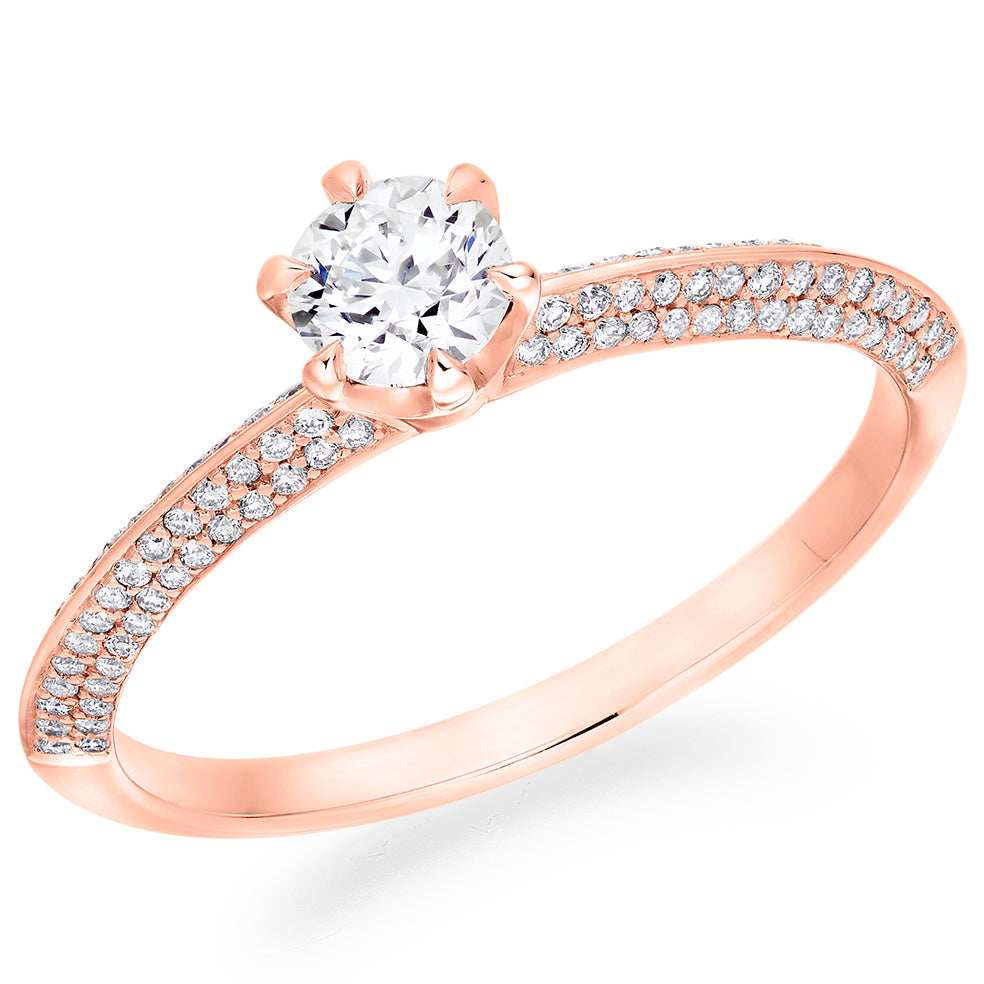 Grain-Set Solitaire Round Brilliant Engagement Ring, 0.33ct in Rose Gold