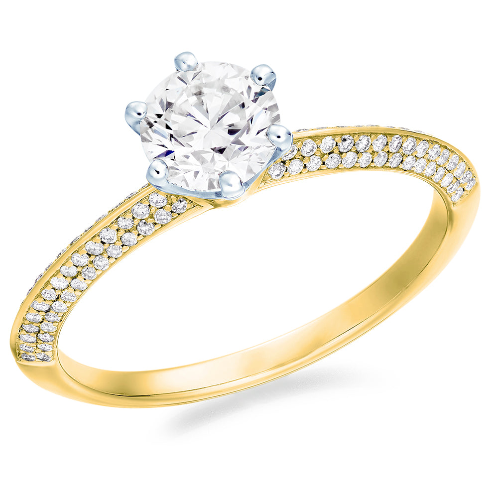 Grain-Set Solitaire Round Brilliant Engagement Ring in Yellow Gold