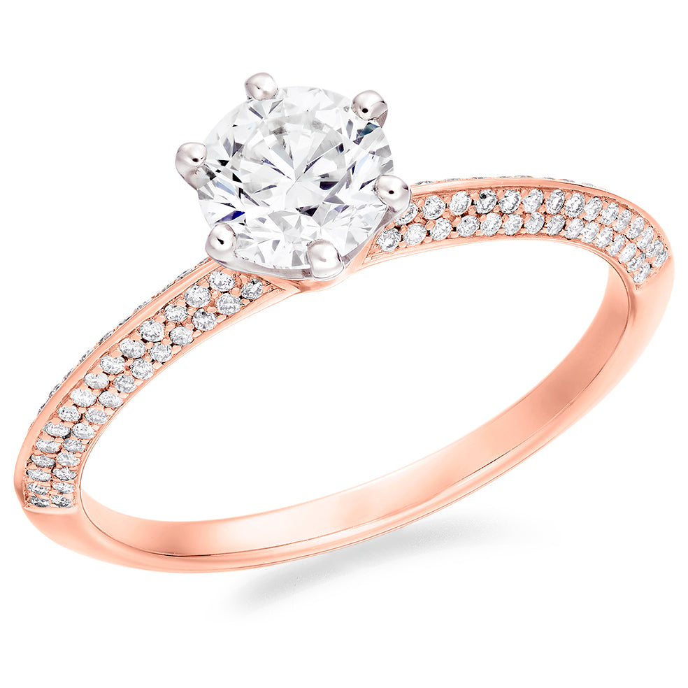 Grain-Set Solitaire Round Brilliant Engagement Ring in Rose Gold