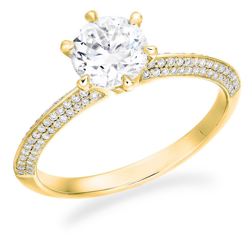 Grain-Set Solitaire Round Brilliant Engagement Ring, 1.0ct in Yellow Gold
