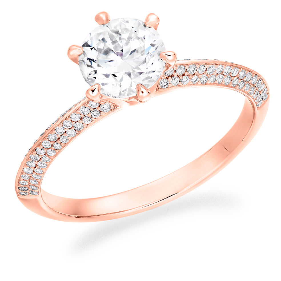 Grain-Set Solitaire Round Brilliant Engagement Ring, 1.0ct in Rose Gold