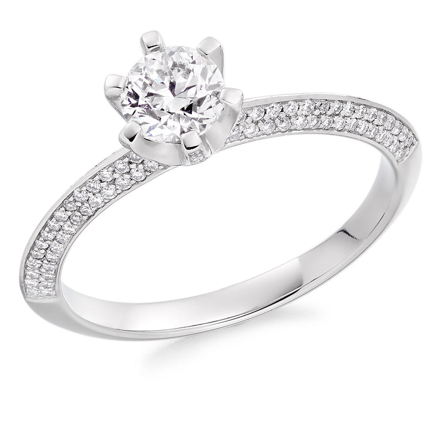 Grain-Set Solitaire Round Brilliant Engagement Ring, 0.5ct