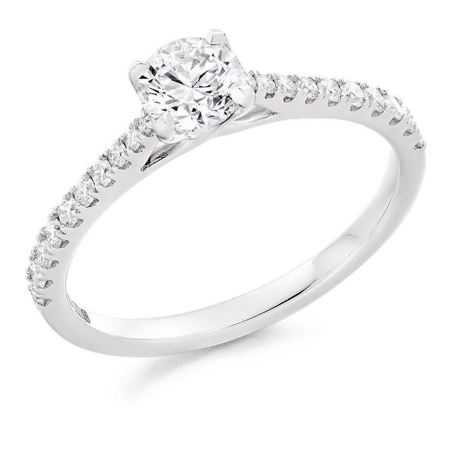 Accent-Shouldered Solitaire Round Brilliant Engagement Ring 0.66ct