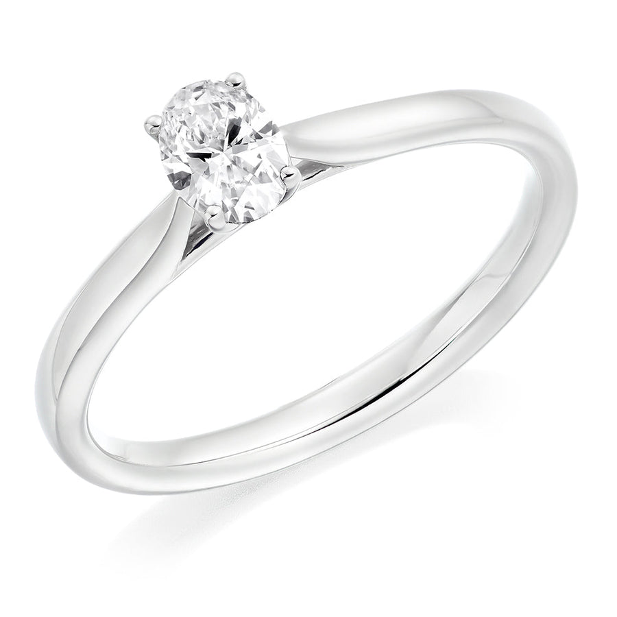 Traditional Solitaire Oval Cut Engagement Ring, 0.3ct