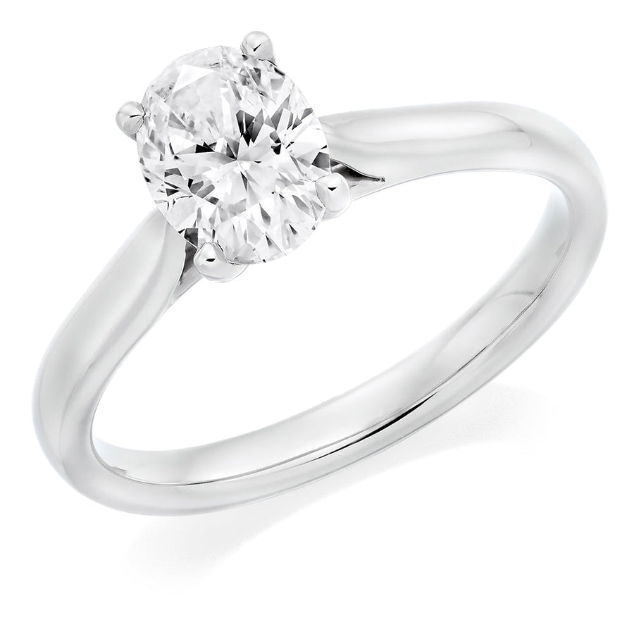 Classic Solitaire Oval Cut Engagement Ring, 1.0ct