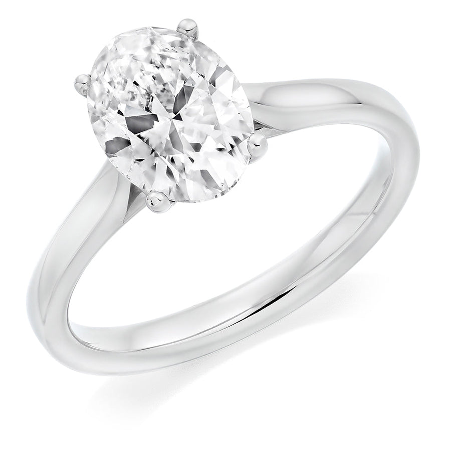 Clean-Band Solitaire Oval Cut Engagement Ring, 1.5ct