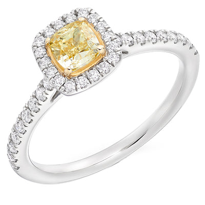Halo with Diamond Shoulders Cushion Cut Engagement Ring, 0.5ct
