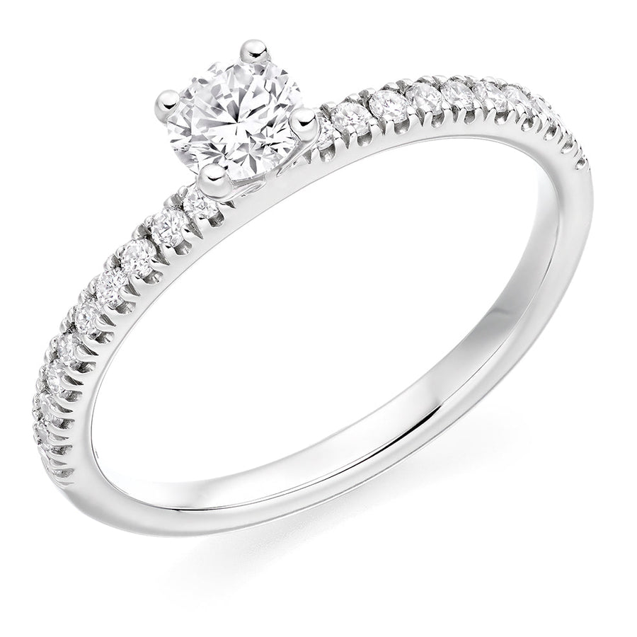 Accent-Shouldered Solitaire Round Brilliant Engagement Ring, 0.4ct