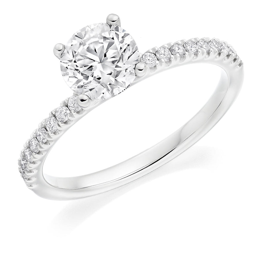 Accent-Shouldered Solitaire Round Brilliant Engagement Ring 1.22ct