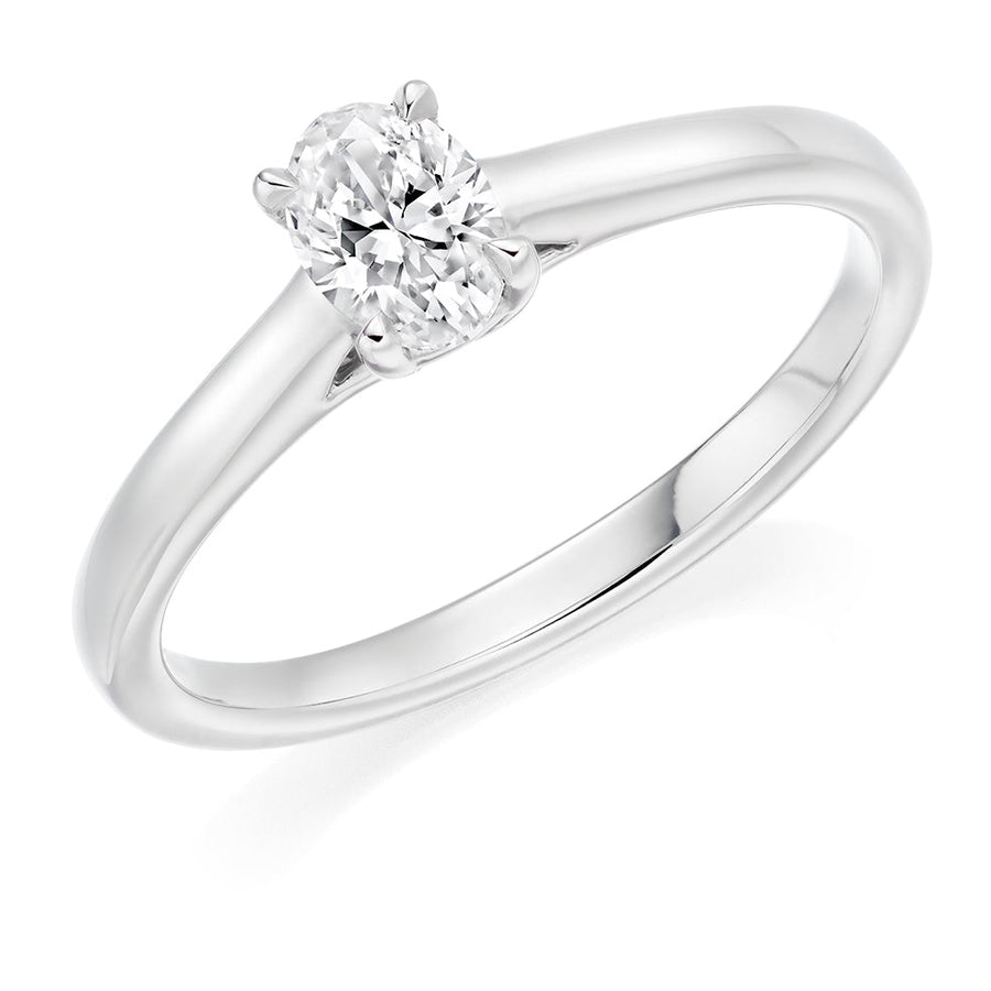 Plain-Band Solitaire Oval Cut Engagement Ring